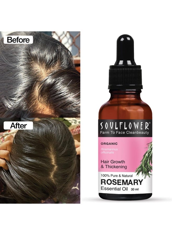 Soulflower Rosemary Essential Oil for Hair Growth, Hair Fall Control, Nourishment & Strengthening, Skin Care| Clinically Tested and Ecocert Certified Organic 100% Pure & Natural Undiluted, 30ml - Image 3